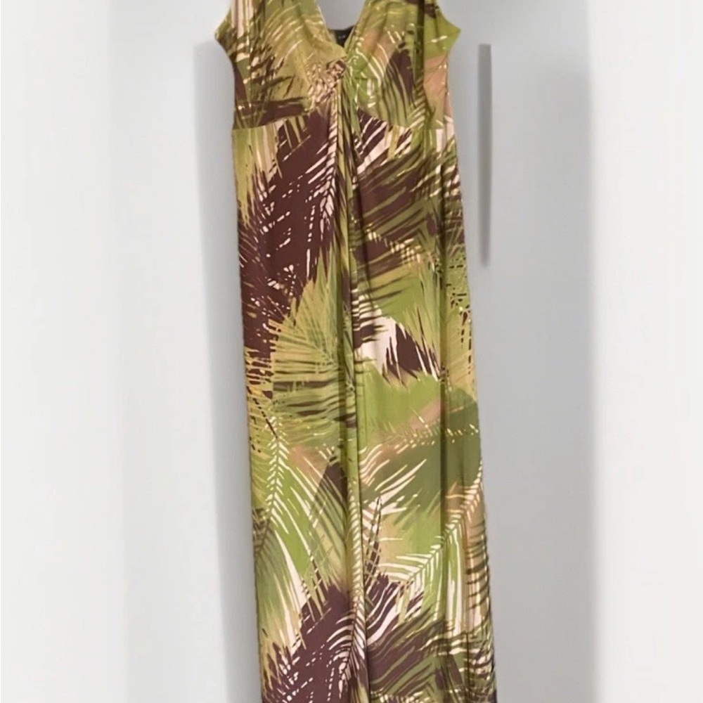 Mixit Green and Purple Palm Print Maxi Dress